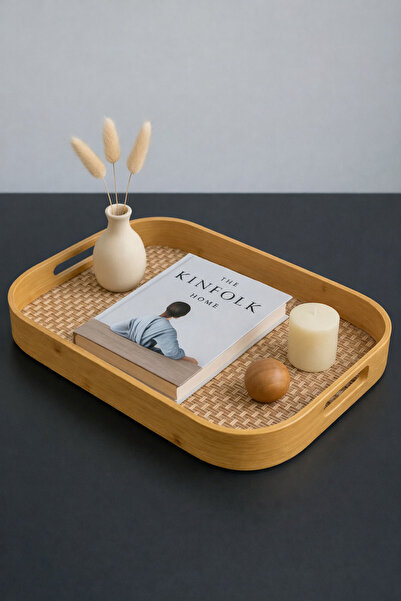 YzHome 1Pcs Large Size Bamboo Square Tray Presentation Serving Tray 47*34cm