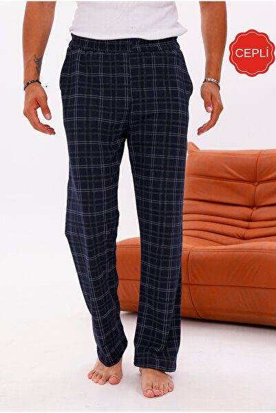 Pijamasoft Pamuklu Cepli Ekose Baskılı Beli Lastikli Şık Ve Rahat Erkek Pijam...
