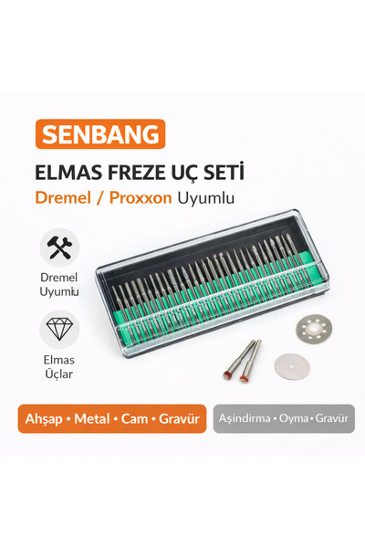 SENBANG Elmas Disk Aşındırma Ahşap Metal Cam Kesme Gravür Freze Uç Seti Dreme...