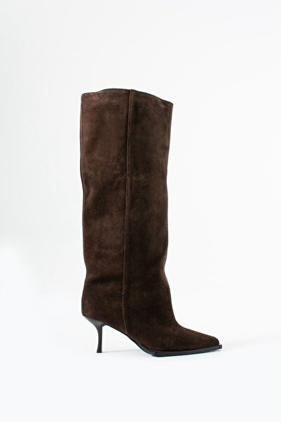 Eataly Shoes Camila Acıkahve Hakiki Deri Süet Çizme