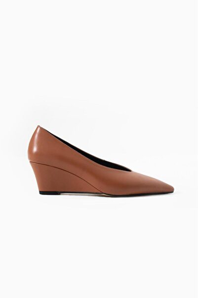 Eataly Shoes Alba Taba Cilt Dolgu Topuklu Kadın Ayakkabı