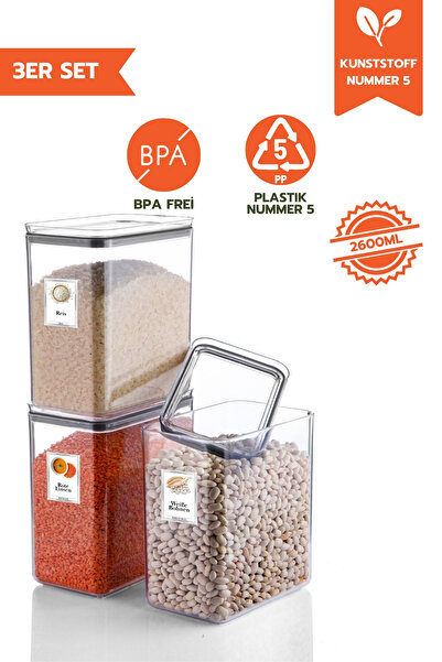 Ginza Maison RECIPIENT DREPTANGULAR DE DEPOZITARE 2,60 L CU CAPAC 3 BUCĂȚI