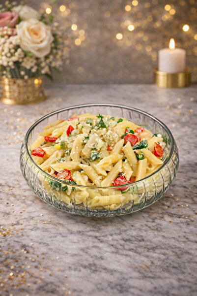 YzHome وعاء تقديم سلطة فواكه ومعكرونة زجاجي كبير الحجم وعاء شفاف 24 سم