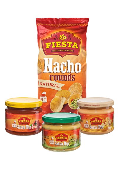La Fiesta Film Paketi (Sade Yuvarlak Tortilla Cips, Çedar Peynirli Dip Sos, G...
