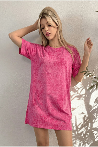 Avones Mini rochie pentru femei – model batik spălat cu acid, 100% bumbac, ov...