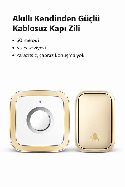 SONEX Kablosuz Kapı Zili Seti – 60 Melodi, 110 dB, 150 m Menzil (1 Alıcı + 1 ...