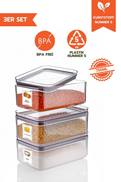 Ginza Maison 0.75 LT KAPAKLI DIKDÖRTGEN SAKLAMA KABI 3 ADET