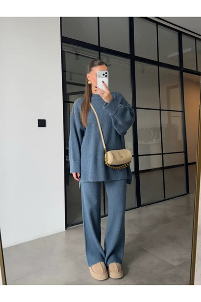 My Blog Marineblaues Selanik-Strickset - 4587