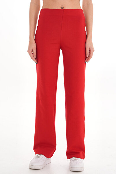 penyebizden Cotton 2 Thread Lycra Sweatpants Bottom-Red