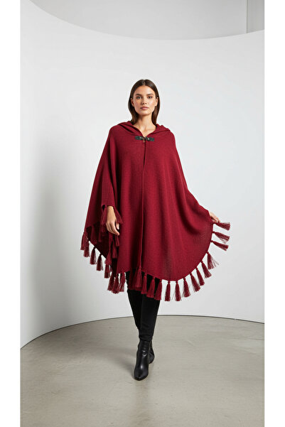 Uludağ Triko Women's Hooded Textured Poncho