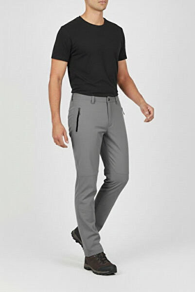 OSTORM Sala Gri Softshell Outdoor Erkek Pantolon % 95 Polyester, % 5 Elastan