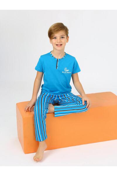 vitmo Set de pijamale Wave cu mâneci scurte pentru băieți, cu bumbac 100% nas...