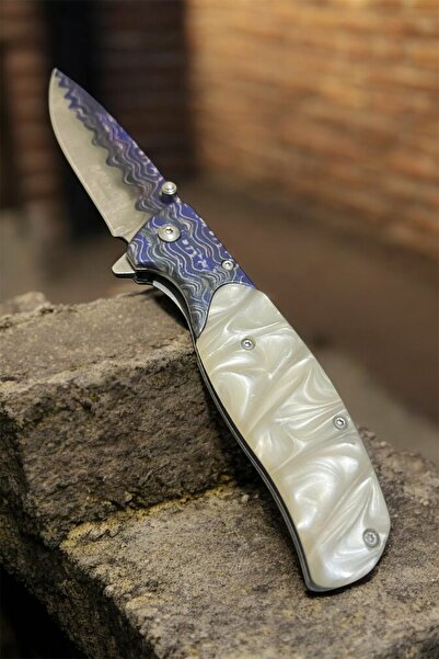 VEX Outdoor Beyaz Kabze Mor Cep Çakısı Kemer Klipsli