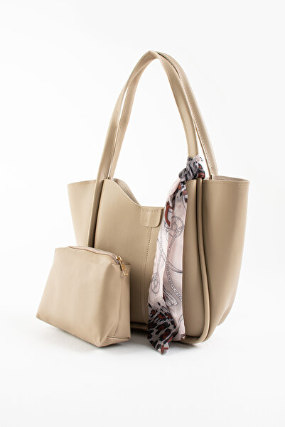 Judour Bags Geantă de umăr din piele moale cu detaliu eșarfă și cățeluș