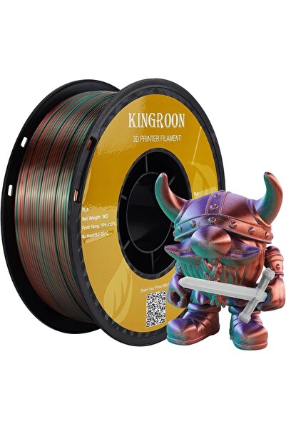 KINGROON Üç Renkli Silk PLA Filament - Yeşil Mor Bakır Canlı Parlak Renk Geçi...