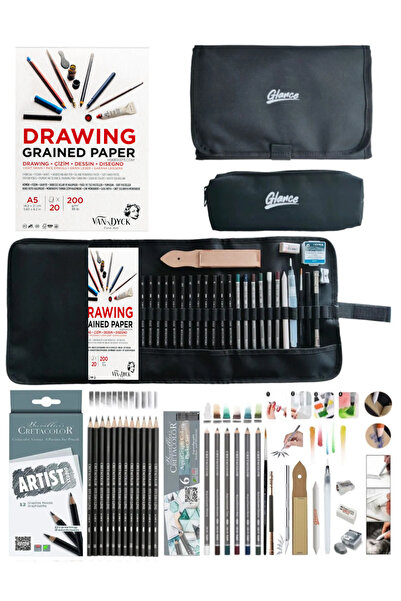 GLANCE Van Dyck 200 gr Cretacolor 6'lı Aquarell-Dereceli Cepli Siyah Kalemlik...