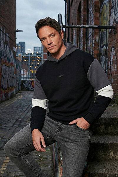 Buratti Renk Bloklu Regular Fit Kapüşonlu Şardonlu Kışlık Sweat Erkek Sweat 5...