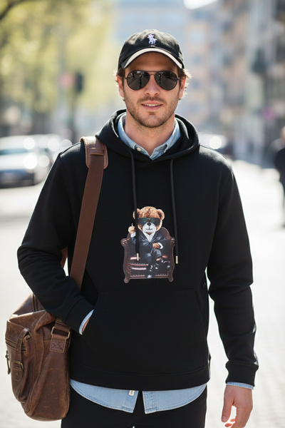 Buratti Cotton Regular Fit Printed Kangaroo Pocket Hooded Sweat Men's Sweat 6...