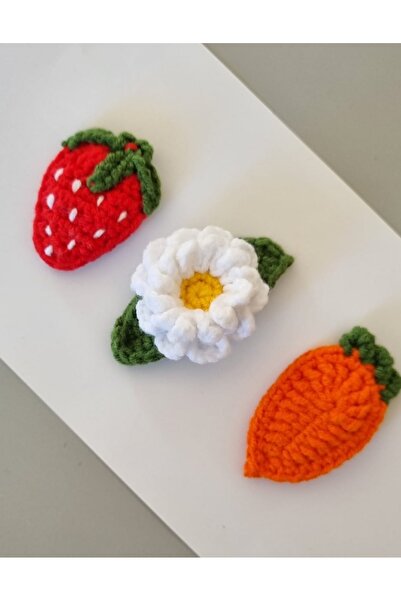 ELYTA Bebek Tokası Az Saçlı Bebek Tokası 3 lü Set Bebek Tokası Çilek & Havuç ...