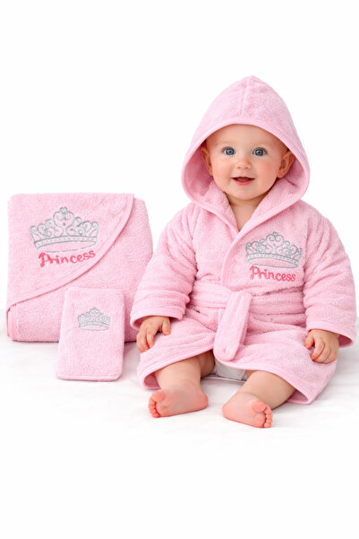 Baby Shez %100 Pamuk Yenidoğan Bebek Çocuk Bornoz Havlu Takımı Set SB 686 0-2...