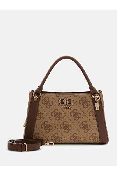 Guess Karnilla Logo Girlfriend Women's Brown Handbag Hwos9901060-Lgw