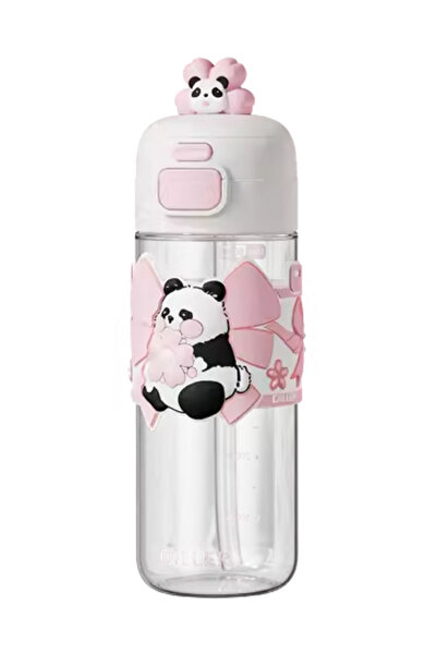 Vagonlife Panda Figured Water Bottle with Straw 600ml