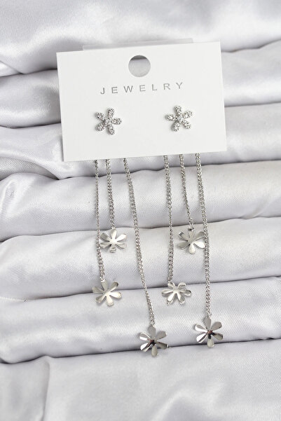 shopwave أقراط نسائية متدلية من النحاس الفضي طراز باباتيا