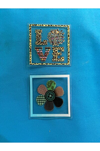 Gönülden Tasarım 6x6 Cm 2 Li Love Ve Çiçekli Şeffaf Arma Yama Dikiş Hobi Akse...