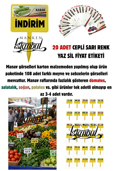 Manken İstanbul Etichetă de piață cu mâner cu 20 de buzunare Etichetă de piaț...