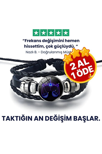 wellife pro TERAZİ Ruh Bilekliği El Yapımı Ayarlı On İki Burç Deri Bileklik K...