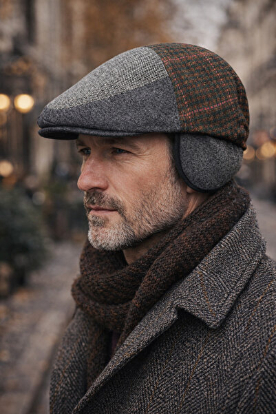 Külah قبعة صوفية شتوية من الصوف البريطاني - قبعة قابلة للطي مع أذنين من الشيربا