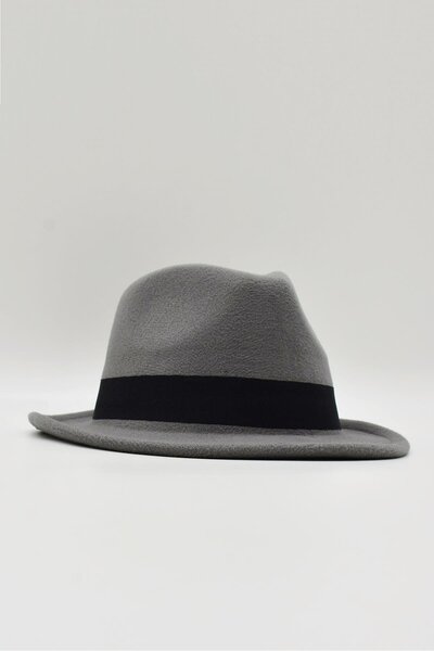 Külah Erkek Antrasit Fötr Şapka Kovboy Panama Kasket