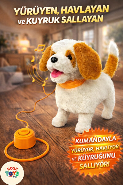 kosetoys Tasma Kumandalı Havlayan Yürüyen Tasmalı Pilli Peluş Cici Köpek Pet