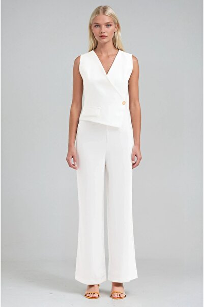 Lijuri Double-Breasted Detailed V-Neck Jumpsuit 1378 R6-K-K4