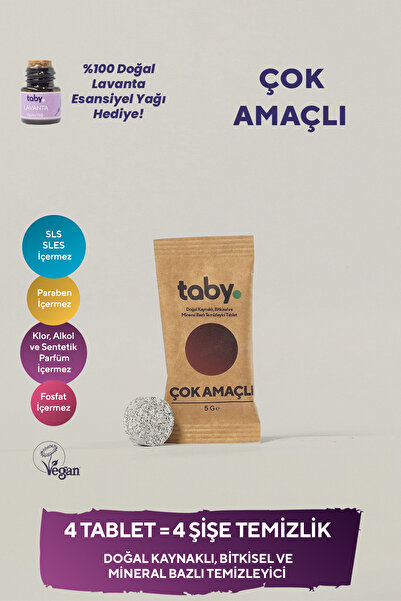 TABY Doğal Kaynaklı Bitkisel ve Mineral Bazlı Çok Amaçlı Temizleyici Tablet 4...