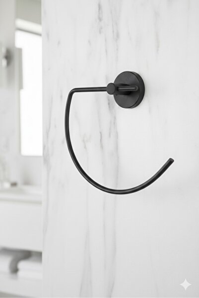 Aktel Banyo Siyah Yarım Daire G Havluluk