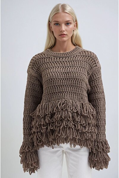 Lijuri Mink Tassel Detailed Knitted Sweater 1391