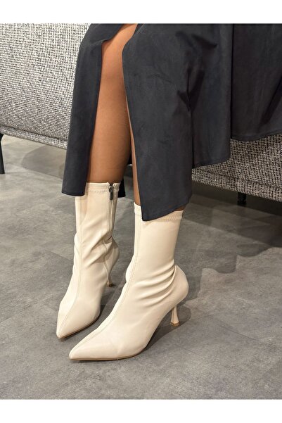 BerilinButiği Nude Streç (Hopy) Topuklu Kadın Bot