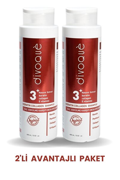 DIVOQUE مجموعة شامبو الكولاجين والكيراتين مكونة من قطعتين (2 × 400 مل) - عناي...