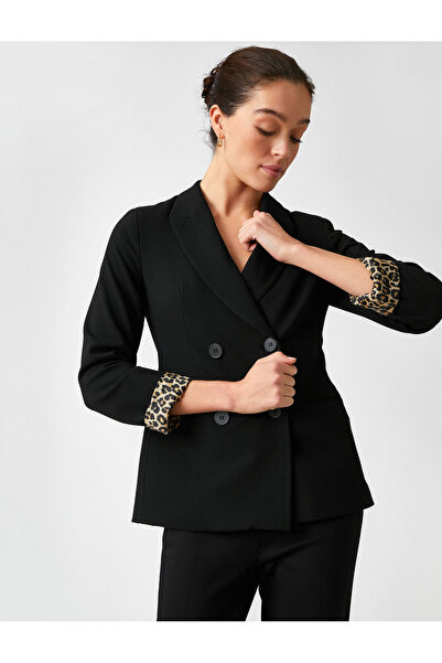 Koton Jachetă blazer cu leopard în interior