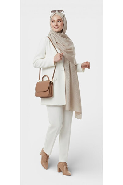 Gül İpek Moda Kadın İpeksi Jakar Dama Desenli Şık Şal Krermrengi