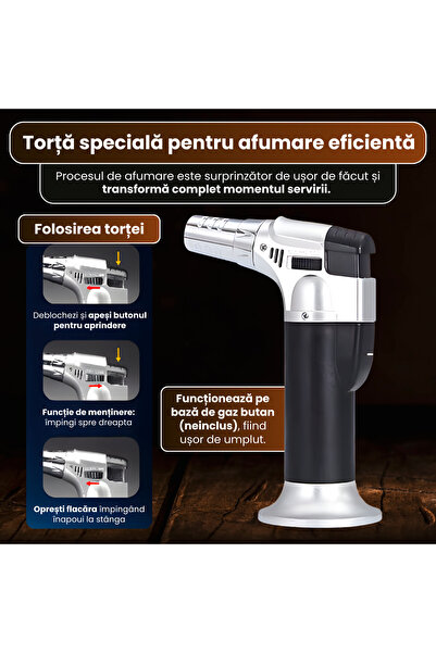 OEM Set afumătoare cu afumătoare ceramică în formă de craniu, pentru whisky/cocktailuri, 4 arome de lemn și torță