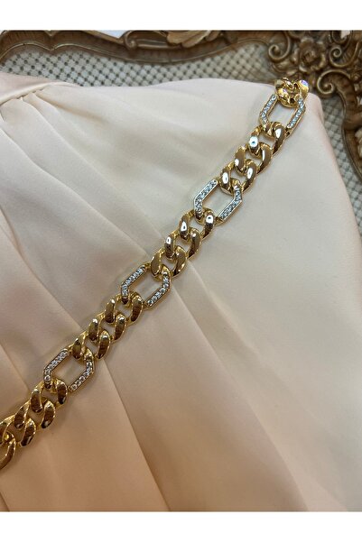 Dore 14K Gold Görünümlü Kalın Gurmet Zincir Bileklik