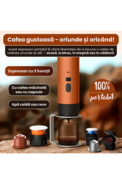 OEM Espressor portabil reîncărcabil, compatibil cu capsule/cafea măcinată Nespresso/Dolce Gusto