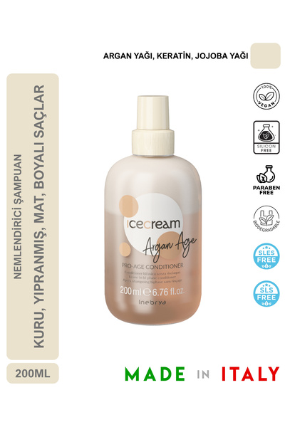 Inebrya Înghețată Argan Pro-Age İki Fazlı Durulanmayan Saç Spreyi 200 ml – Ne...