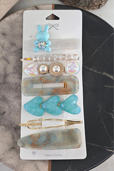 By Zeyna Aksesuar Πολύχρωμο σετ με ανάμεικτα μοντέλα πόρπες