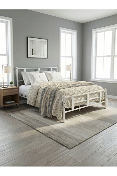 Decofer Karma Çift Kişilik Beyaz Metal Karyola