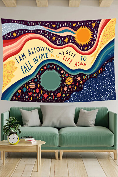 Nivendi Pozitif Enerji Veren Motivasyonel Kumaş Duvar Örtüsü Ev Dekorasyon Du...