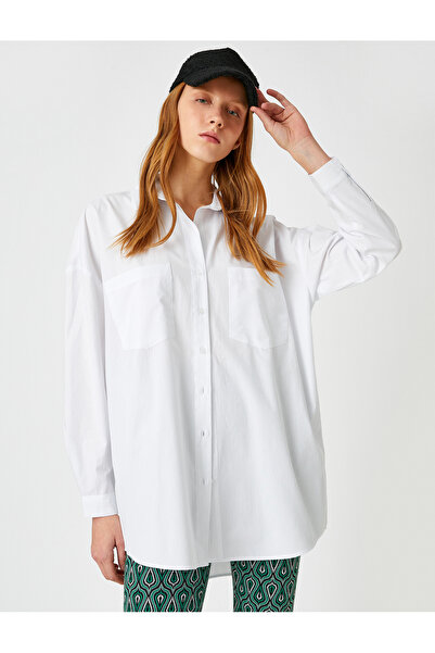 Koton Μακρυμάνικο βαμβακερό πουκάμισο με τσέπες