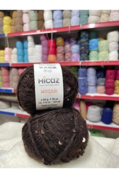 HİCAZ YARN Moher İri Pullu Kahverengi Çanta/ Örgü ipi Yumaklar 50 gr x 2= 100 gr
